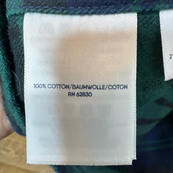 Lands' End Oeko-Tex Plaid Button Down Shirt Green Collared Size XL Tall - Picture 5 of 6